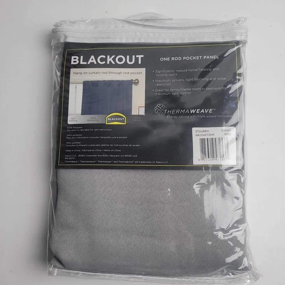 Eclipse Thermaweave Darkening Window SINGLE Curtain Panel 'Grey' 37x84in #CT8